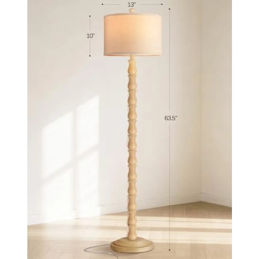 63.5" Rustic Floor Lamp with Rotary Switch and Linen Shade