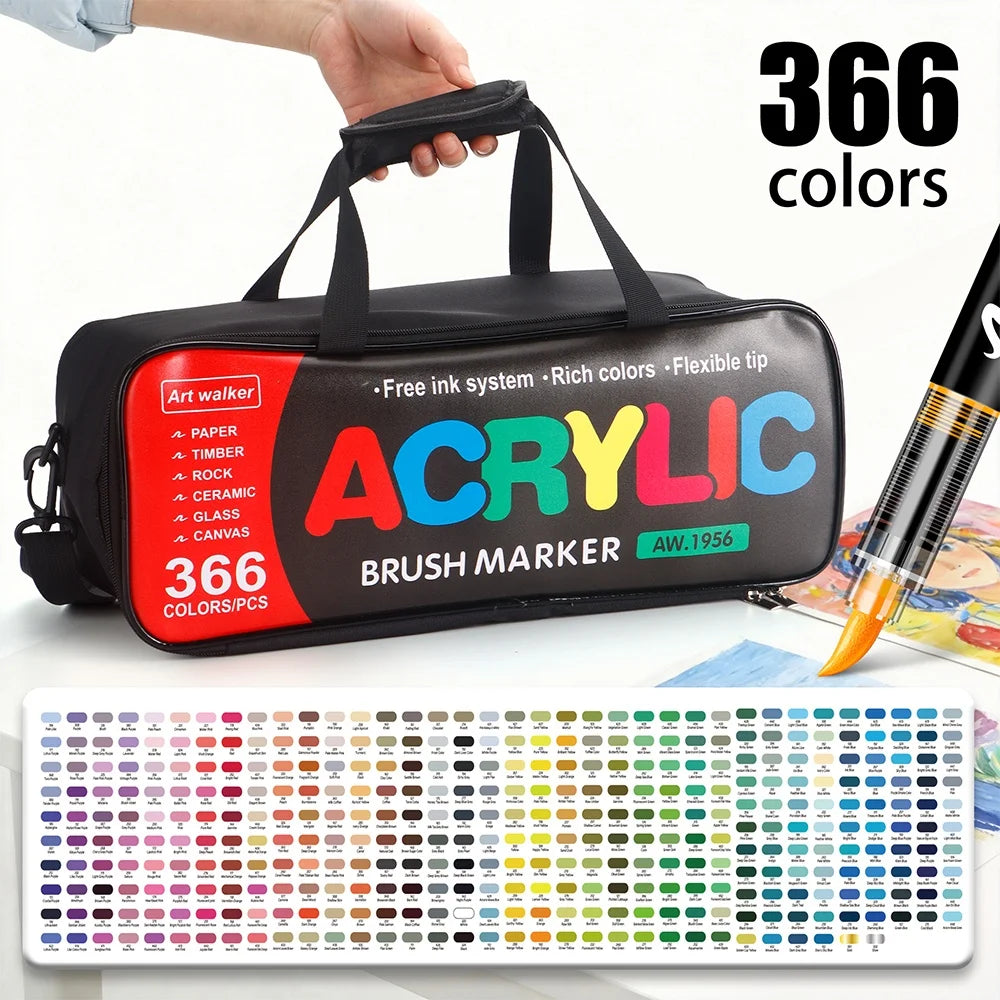 288/366Colors Straight Liquid Acrylic Markers, Portable Hard Case