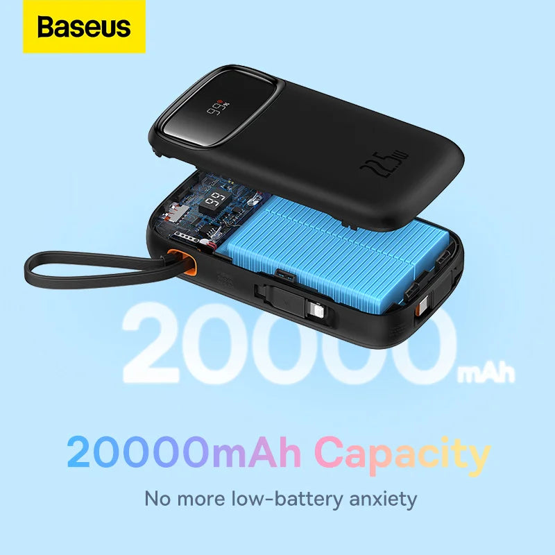 Baseus Qpow2 Power Bank Dual-Cable Digital Display Fast Charge 20000mah