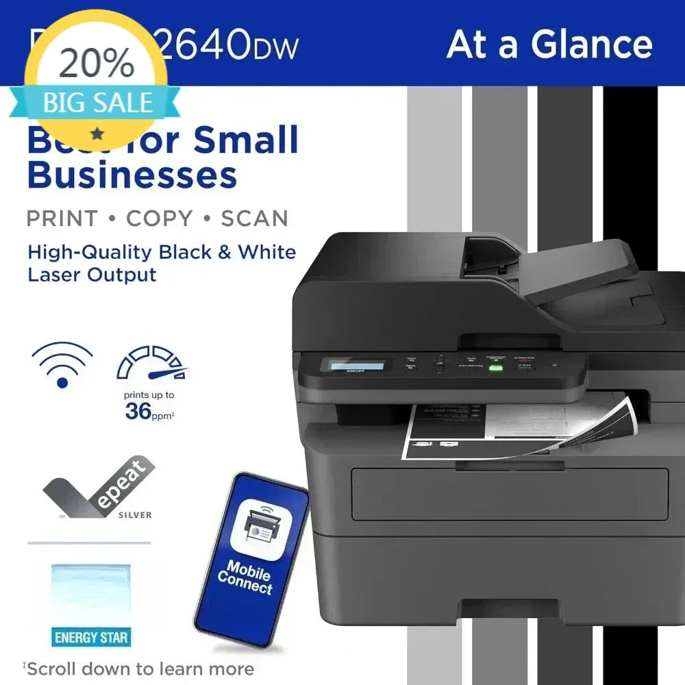 DCP-L2640DW Wireless Compact Monochrome Multi-Function Laser Printer