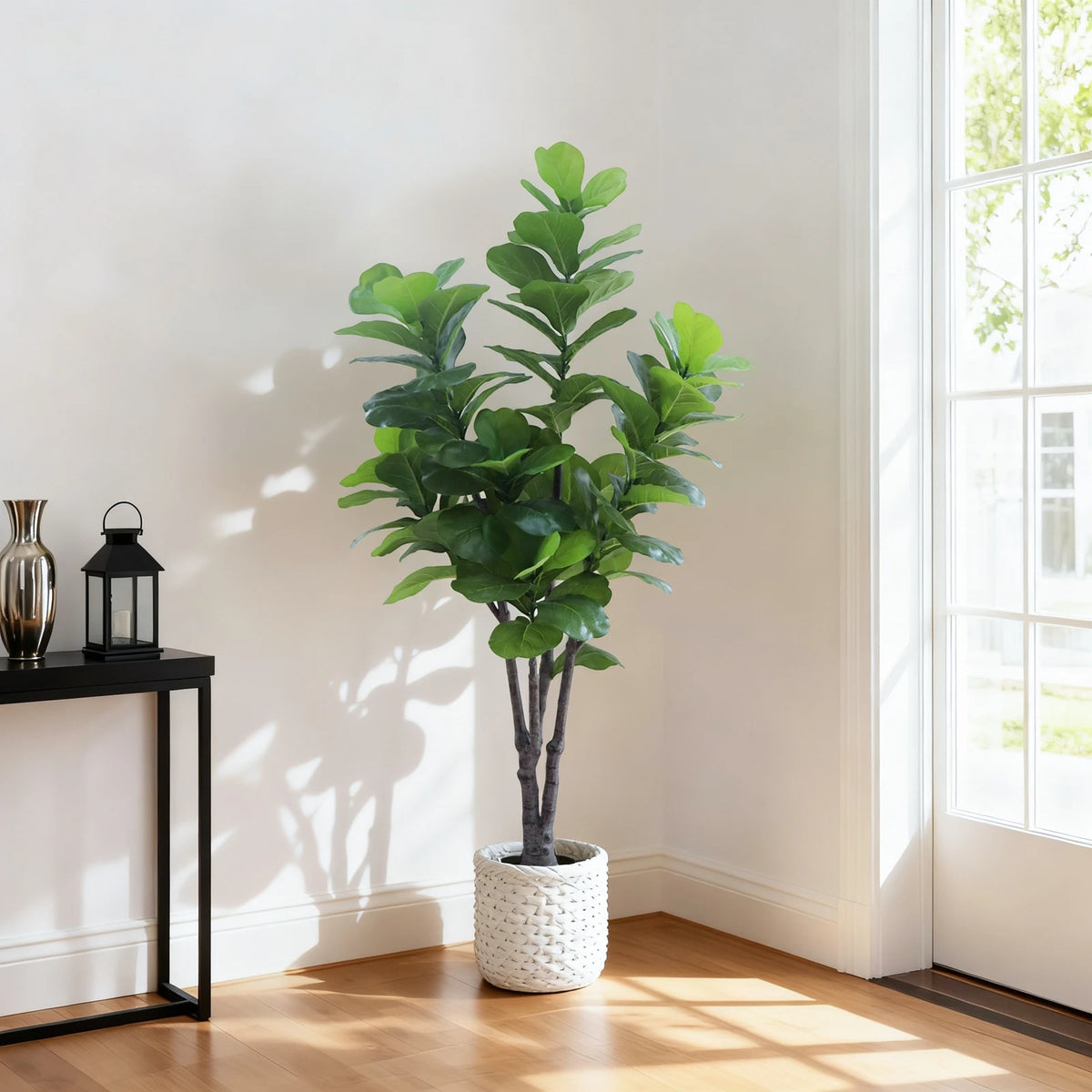 Lifelike Artificial Fiddle Leaf Fig Tree 6FT with Lifelike Leaves& Pebbles