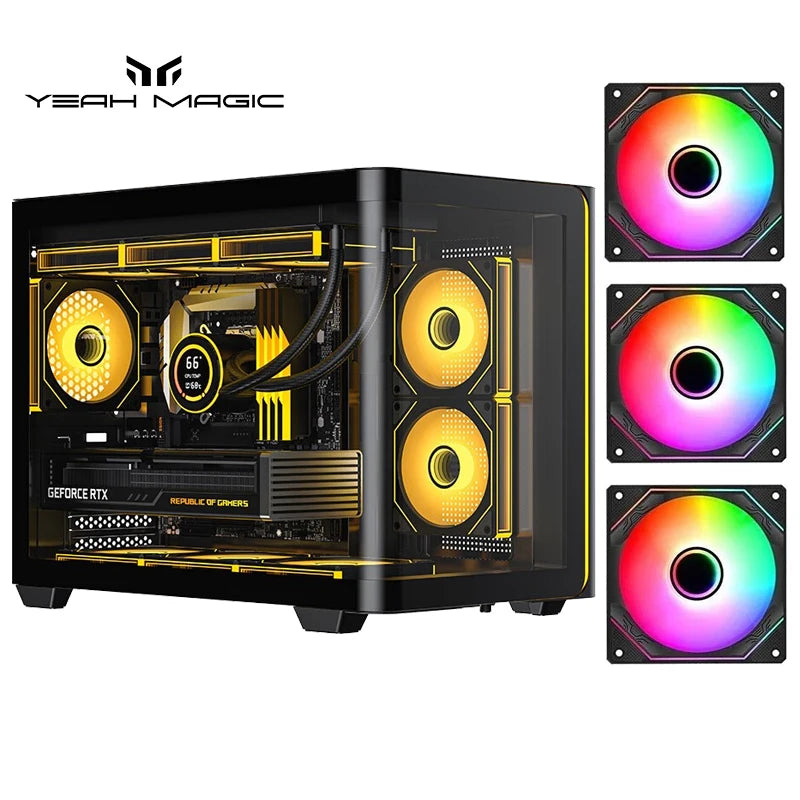 Yeah Magic BIFROST Desktop PC Case, Case Fan*3 Tempered Glass