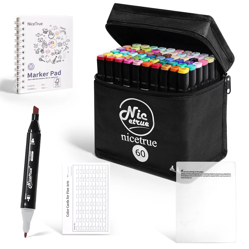 Nicetrue 24-168 Colors Alcohol Markers Set Vibrant High-Pigment