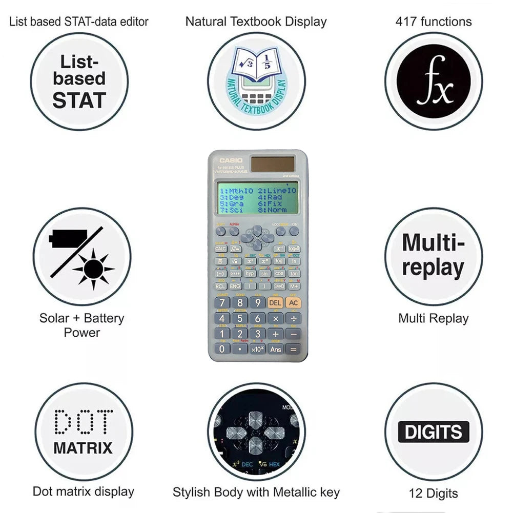 Pink Graphing Calculator 2-Line Display Math Calculator