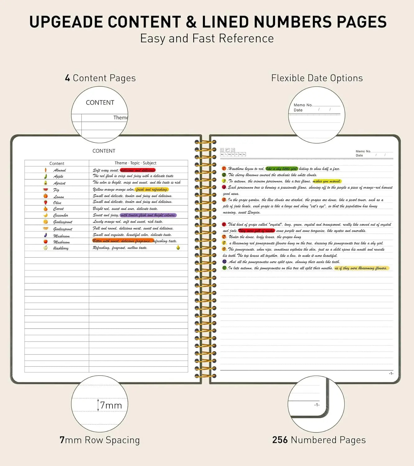 A4 Spiral Notebook, 8.5x11 Inches, 256 Pages Hardcover