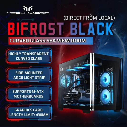 Yeah Magic BIFROST Desktop PC Case, Case Fan*3 Tempered Glass