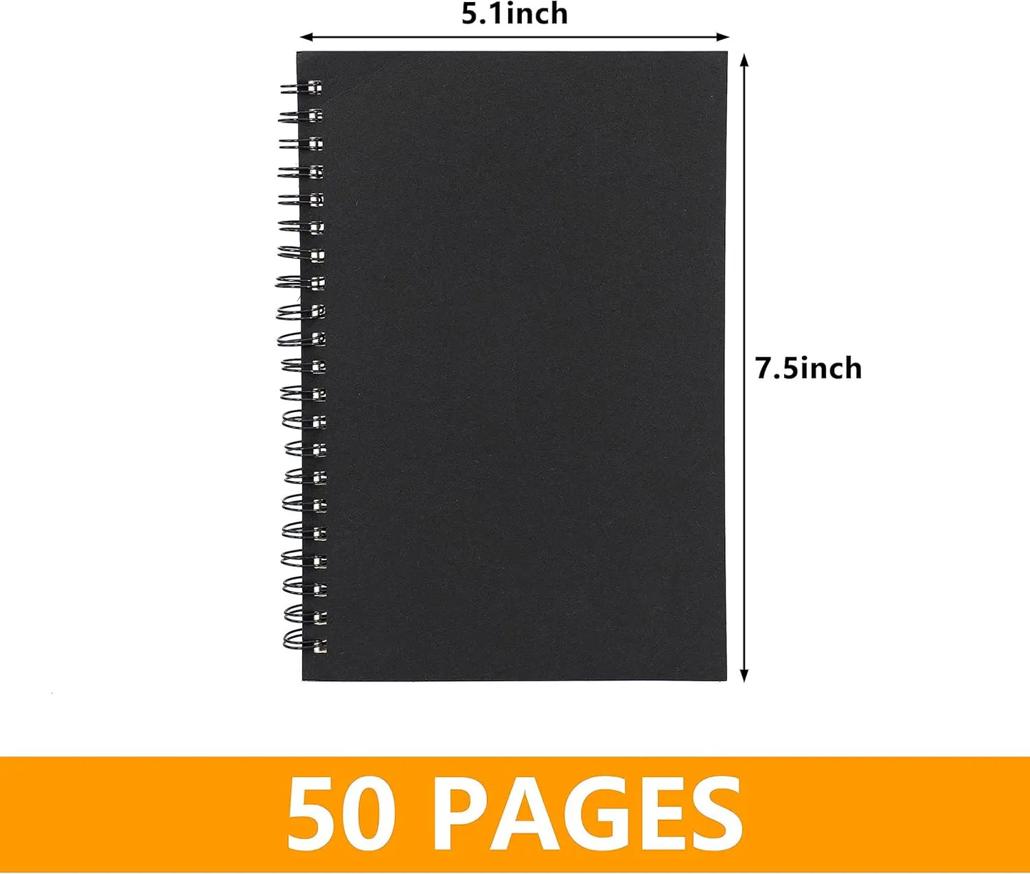 2-Pack College Ruled Spiral Notebook, Soft Black Cover, 100 Pages