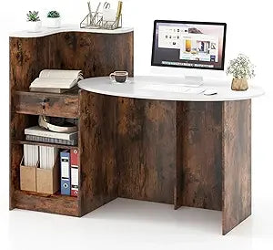 Reception Desk, 54" Large Retail Checkout Counter with Lockable Drawer