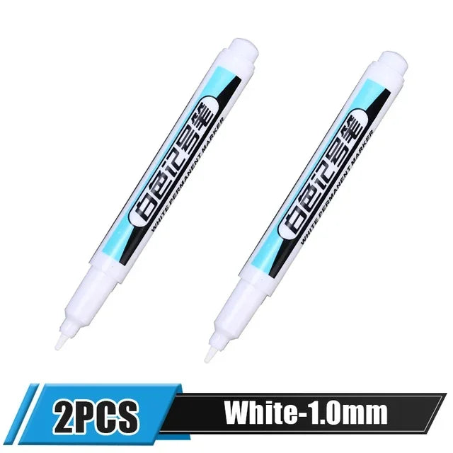 5/1Pcs Oily White Marker Pen Permanent, 0.7mm 1mm 2.5mm