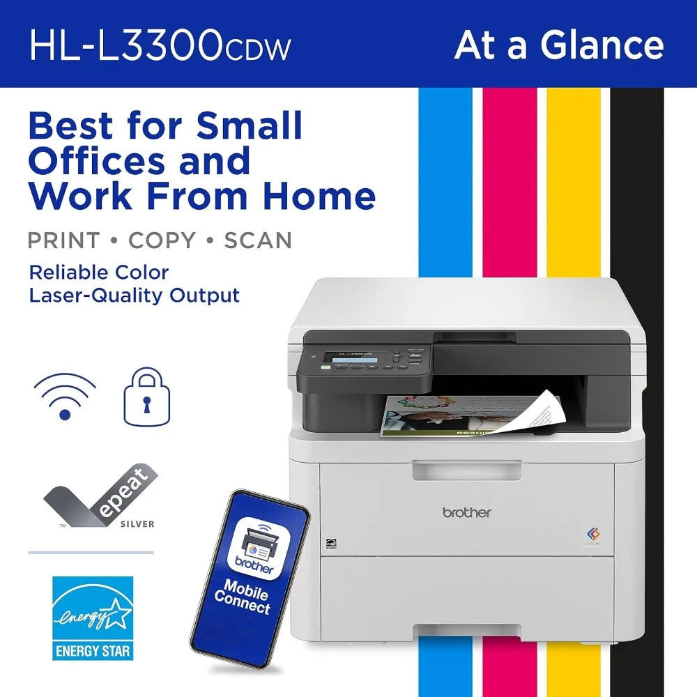 HL-L3300CDW Wireless Digital Color Multi-Function Printer with Laser Quality Output