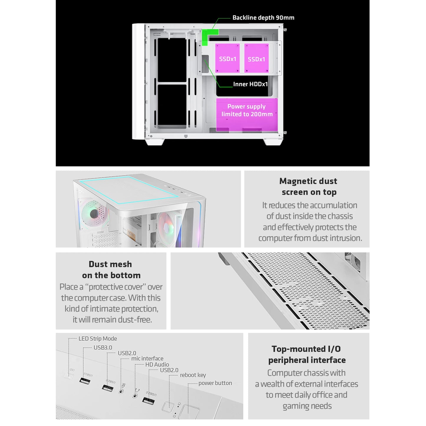 Yeah Magic BIFROST Desktop PC Case, Case Fan*3 Tempered Glass