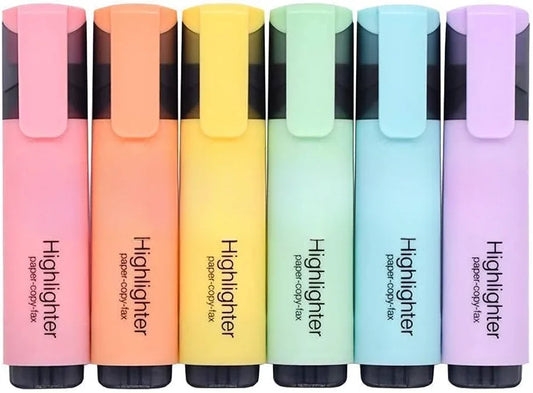 Highlighter,Chisel Tip Marker Pen,6 Assorted Pastel Colors