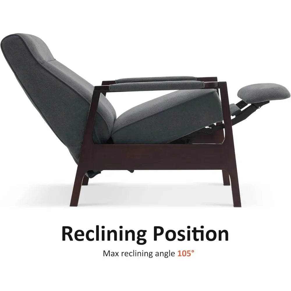 Pushback Recliner Chair with Wooden Armrests