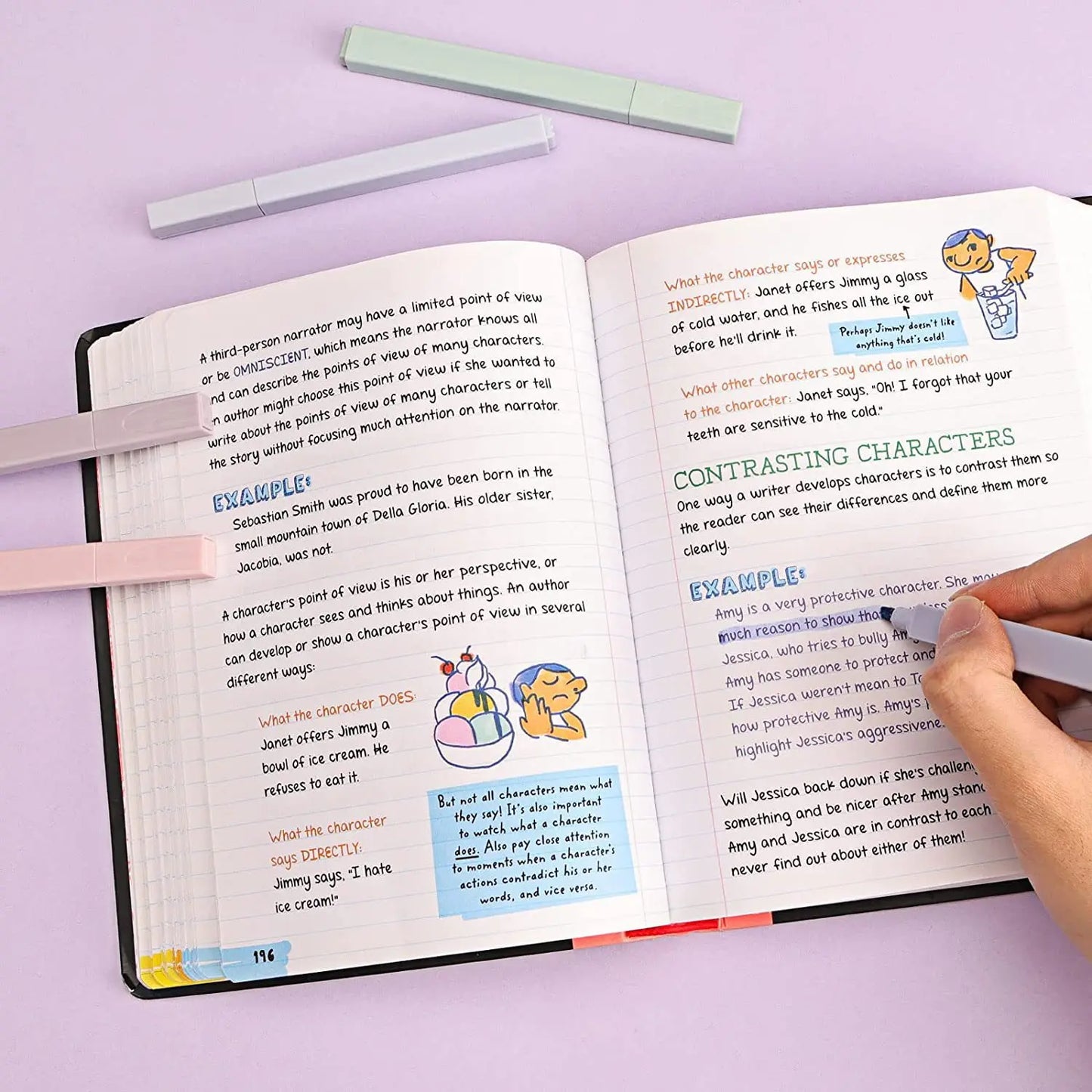 Highlighters Cute Pastel Pens 12 Colors No Bleed with Soft Tip