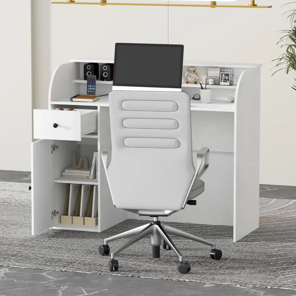 Modern Reception Desk with Storage Drawers, 39.4" H
