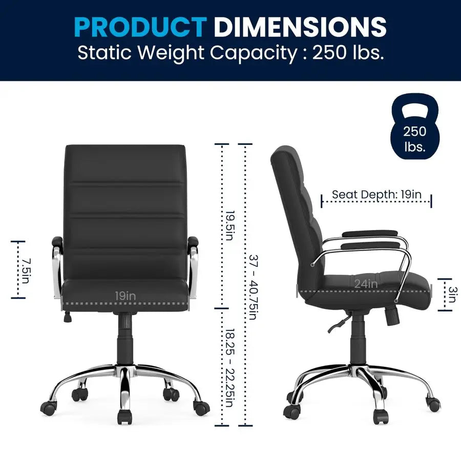 Furniture Whitney MidBack Swivel LeatherSoft Desk Chair
