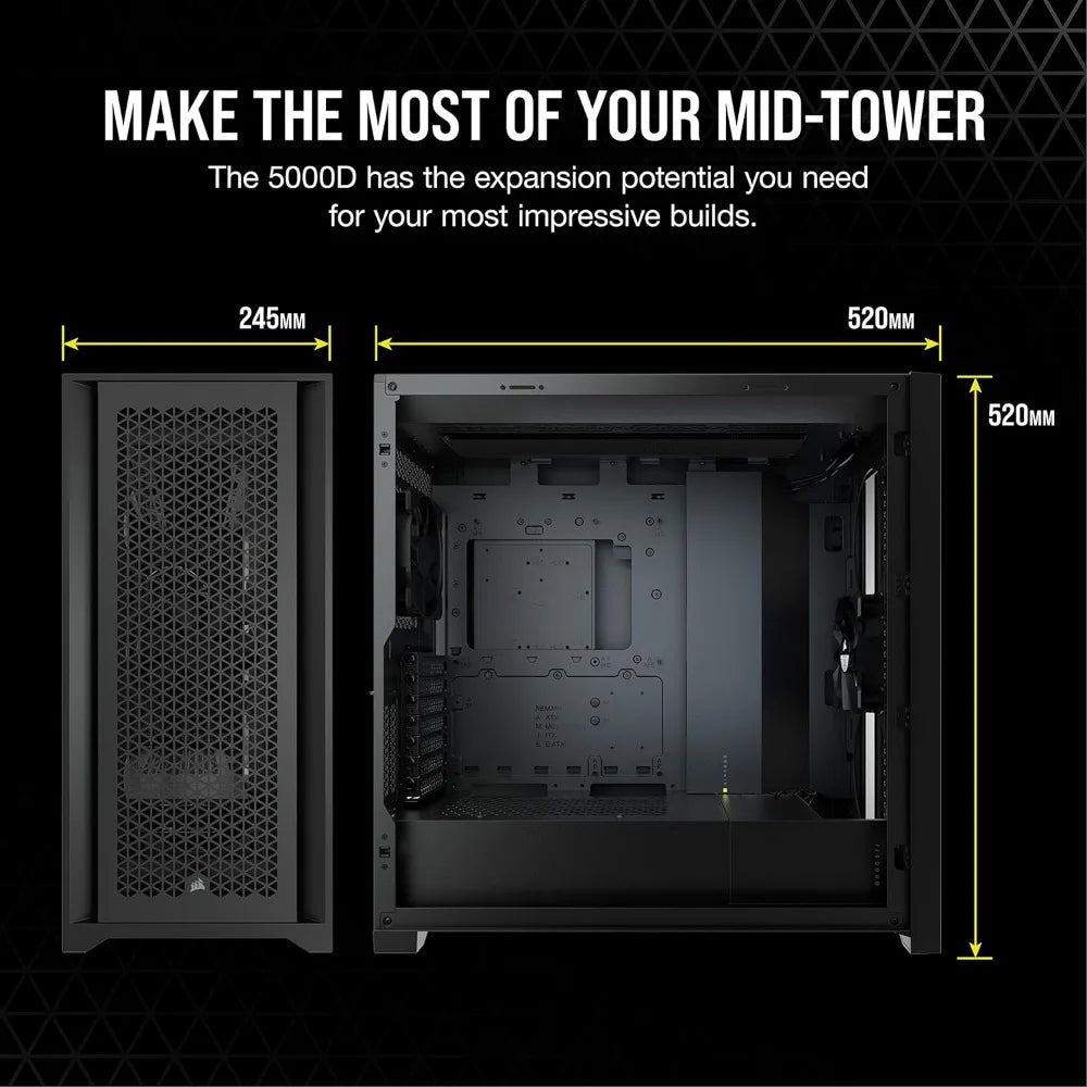 5000D Airflow Tempered Glass Mid-Tower ATX PC Case