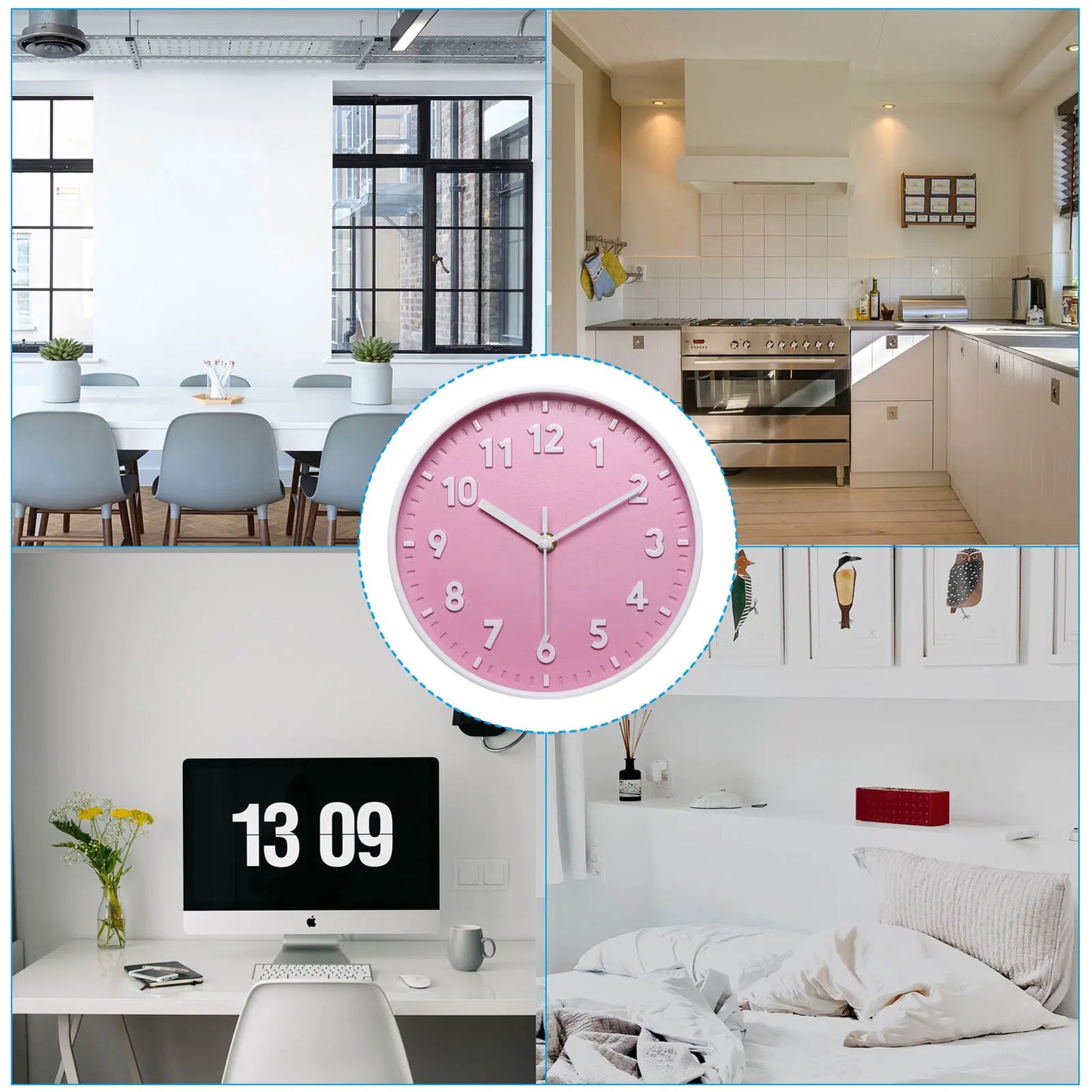 8 Inch Wall Clock 3D Non-Ticking Round Wall Clocks for Office