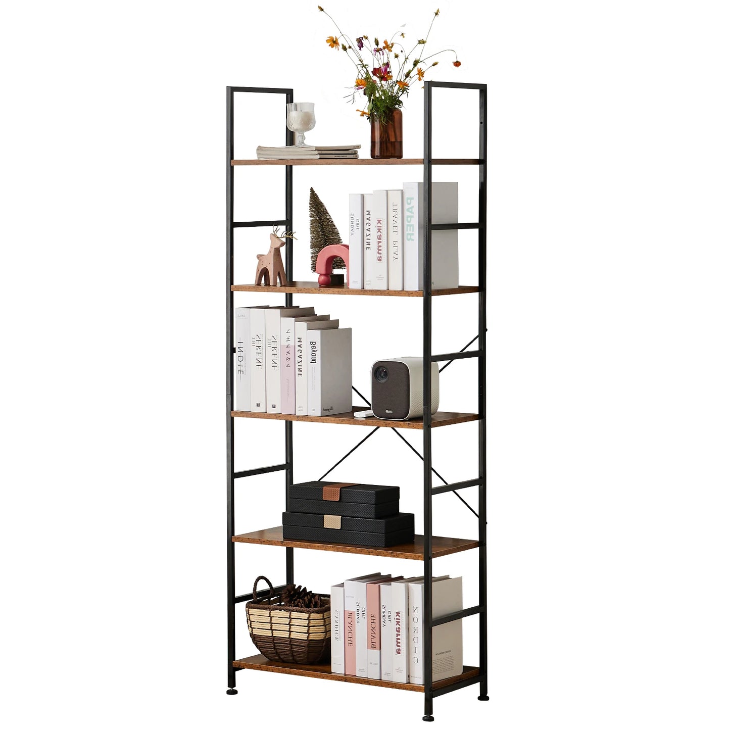 JHK 5 Tier Bookcase Bookshelf Modern Book Case