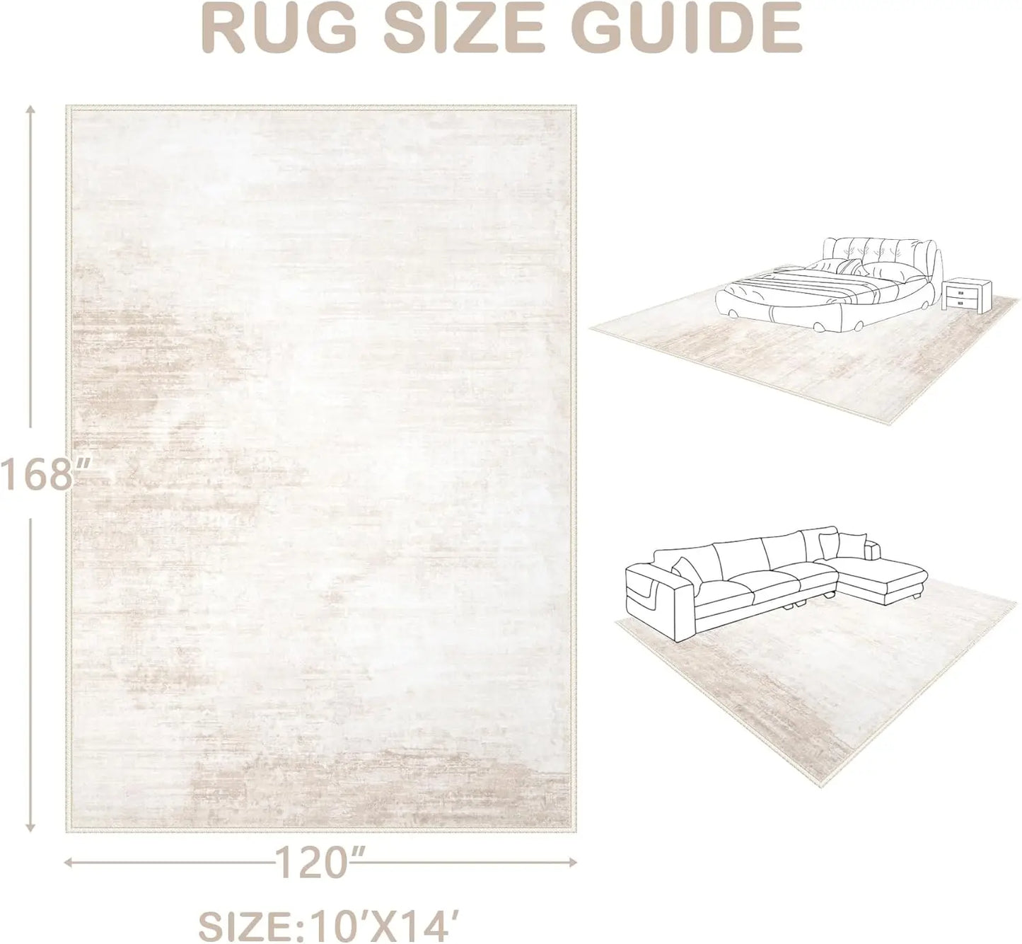 Washable 10x14 Area Rug: for Living Room Bedroom Home Office