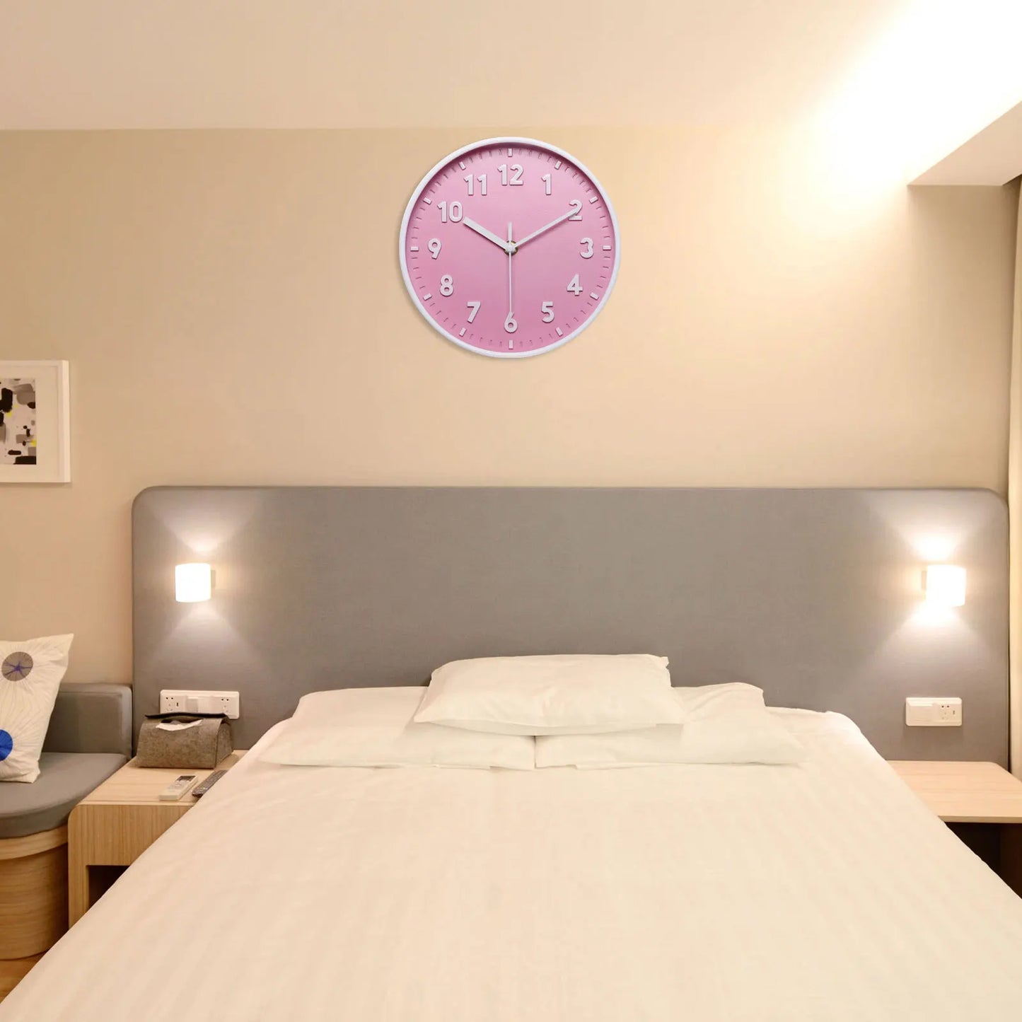 8 Inch Wall Clock 3D Non-Ticking Round Wall Clocks for Office