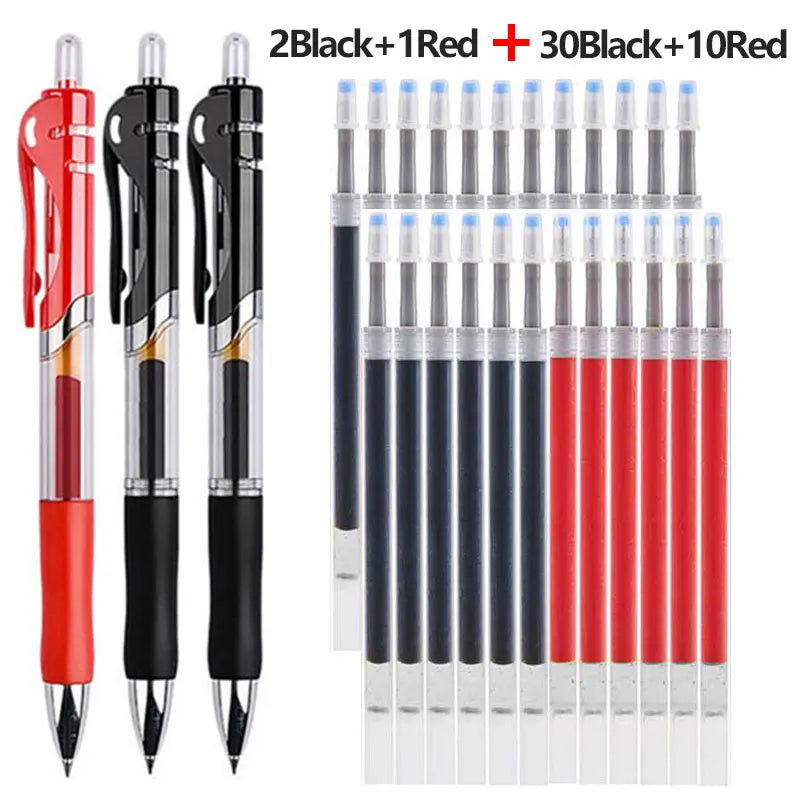 43 PCS Gel Pens & Refills Set Black/red/blue ink 0.5 mm