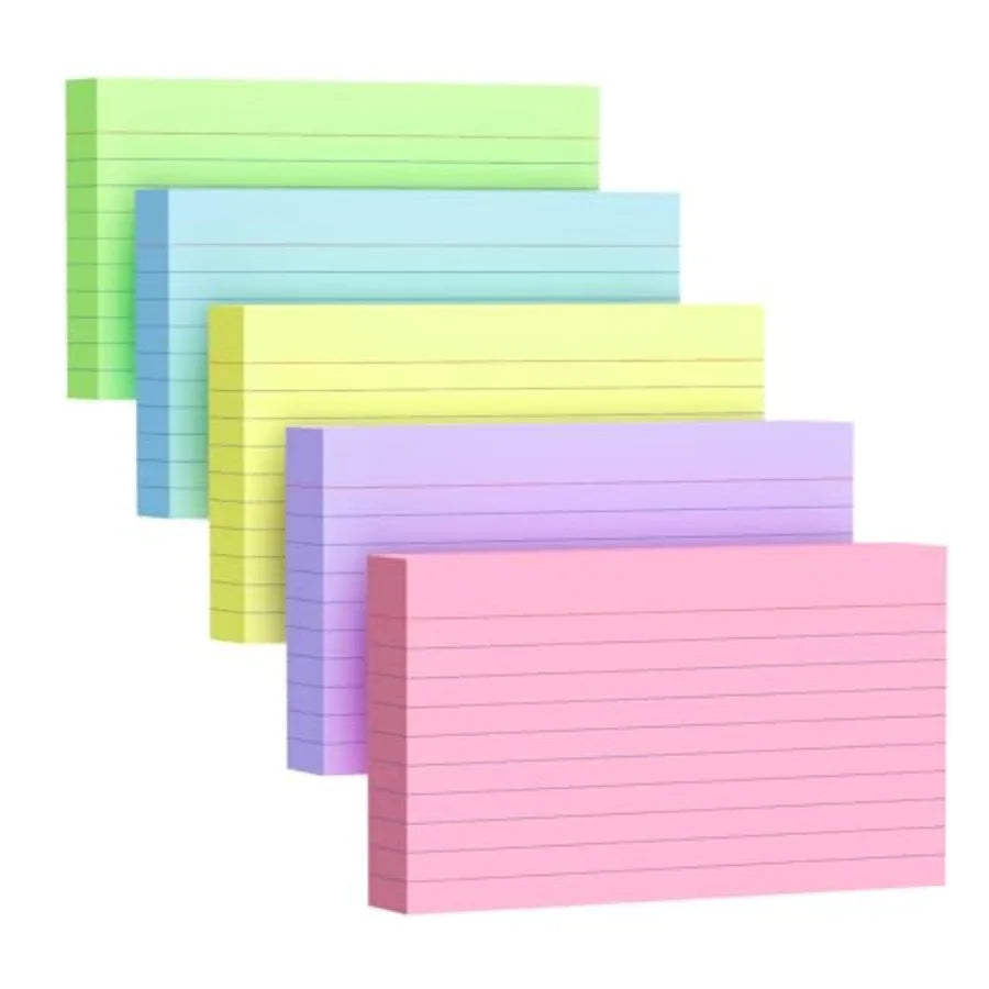 200 Count Index Cards 4x6 Inch, Colored Flash Card 40 Sheets Each