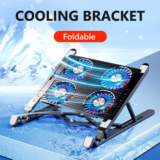 Laptop Cooling Pad with 2/4 Fans Foldable Notebook Stand RGB