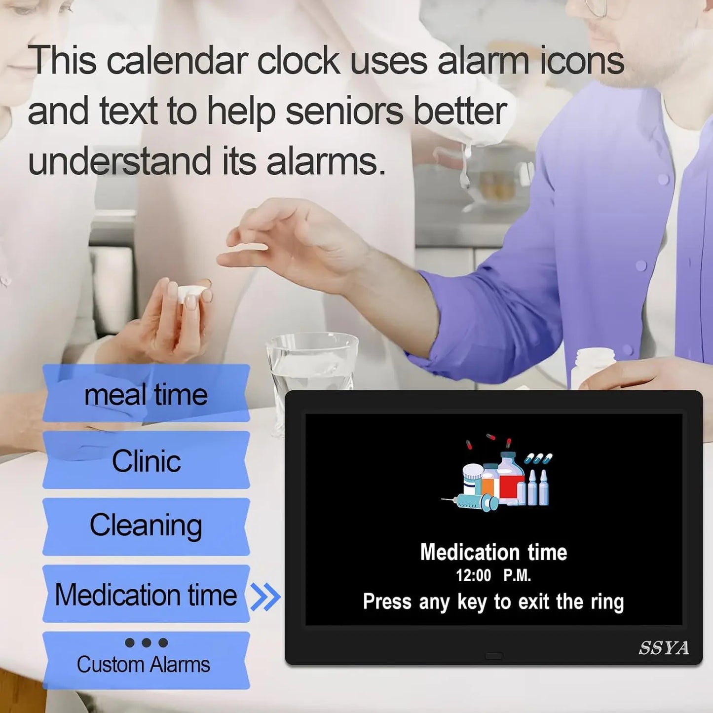Large Digital Clock with Date & Day, Auto DST, 7 Display Modes