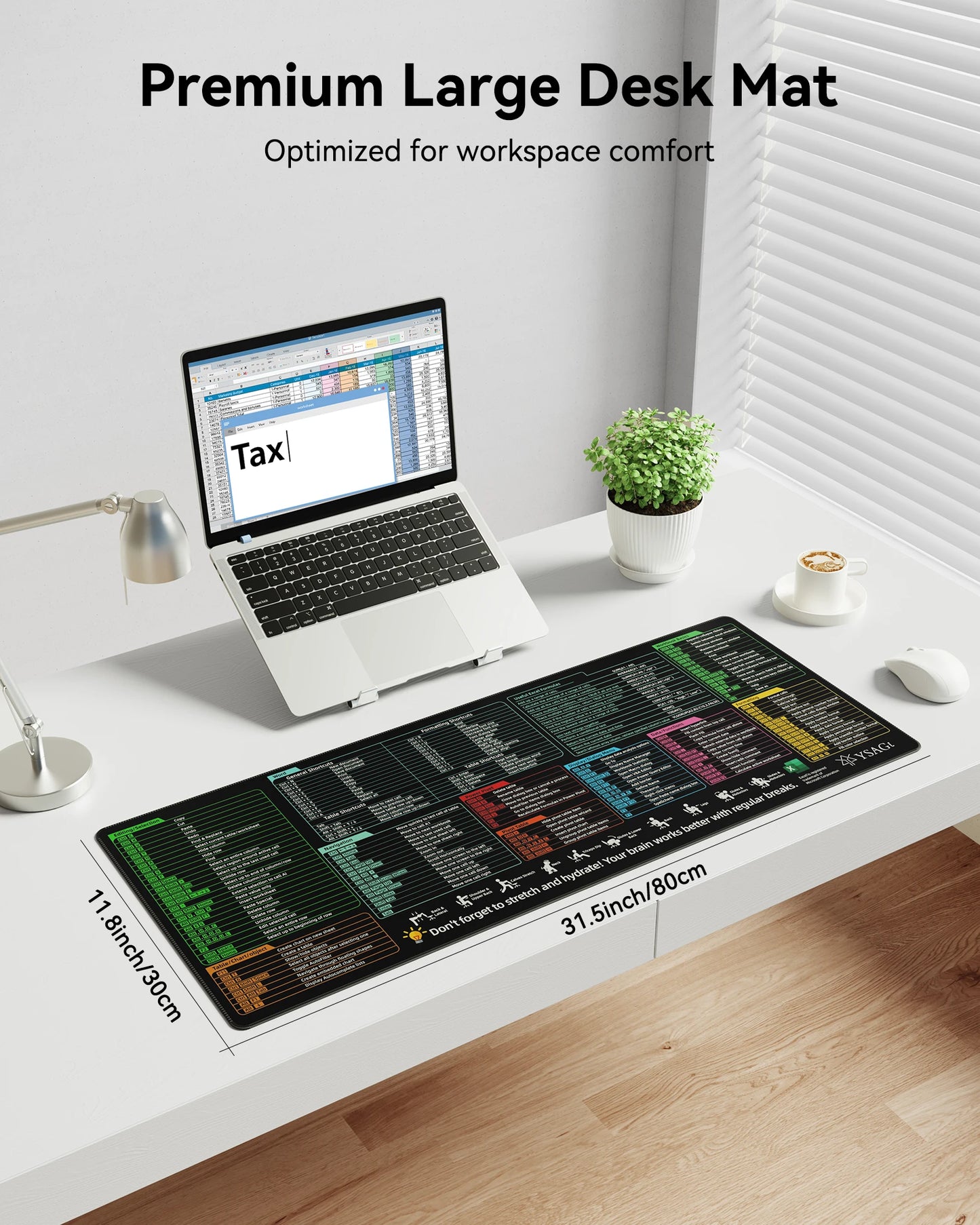 Excel Cheat Sheet Desk pad—XL Mouse pad with excel Shortcuts