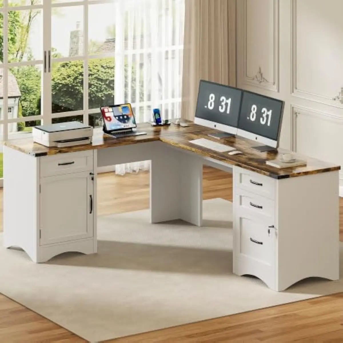 Spacious L shaped workstation designed for modern home offices
