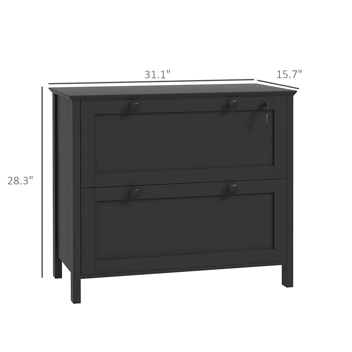 HOMCOM 2 Drawer File Cabinet with Lock, for Home Office, Black
