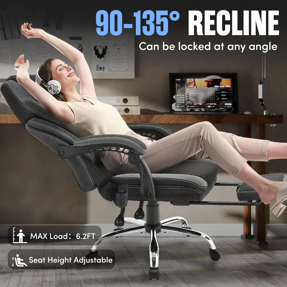 Massage Office Chair with Footrest,6-Point Vibration & Heat, 500LBS