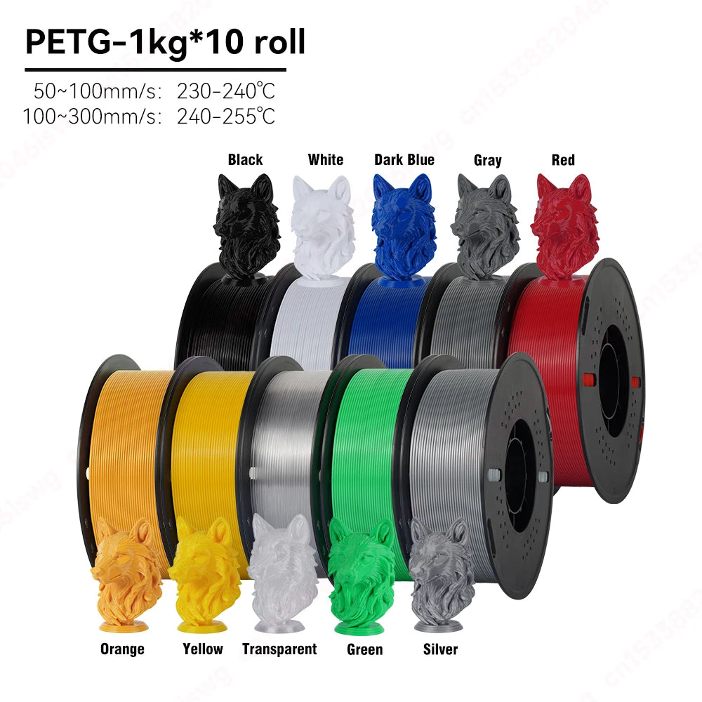 KINGROON 22LBS PETG filament 3D Printer Filament 5/10 Rolls 1KG