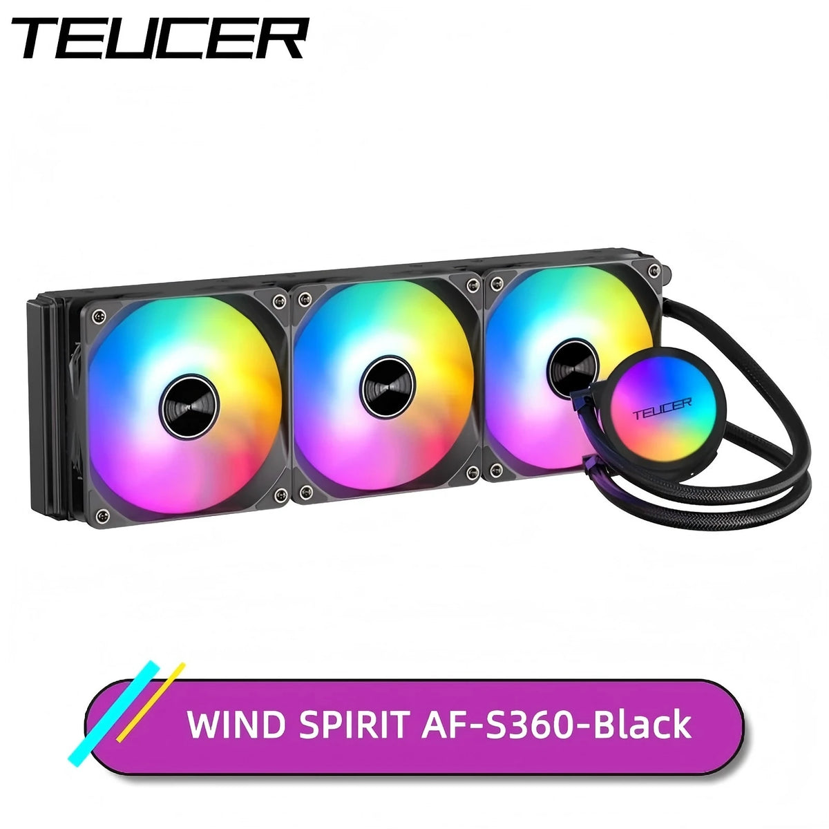 TEUCER NA‑360 PC CPU Liquid Water Cooling Radiator AIO Cooler Compatible with Intel LGA 2011 1700 1200 1155 X99 Motherboard AMD AM4 AM5 Gaming Desktop Computer CPU Heat Sink Cooling Replacement Part