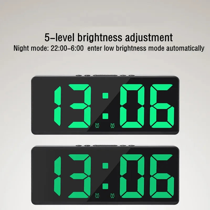 Acrylic/Mirror Digital Alarm Clock 12/24H Electronic LED Clock