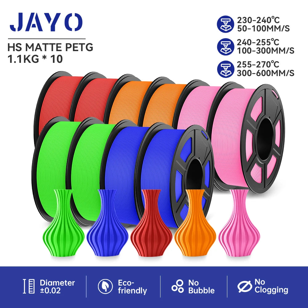 JAYO PETG/PLA PLUS/High Speed Matte PETG/PLA Filament 175mm 10 Rolls