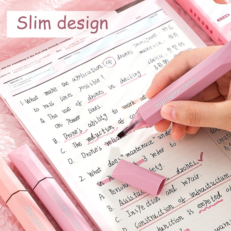 12 colorful highlighters, quick drying, suitable for drawing markers