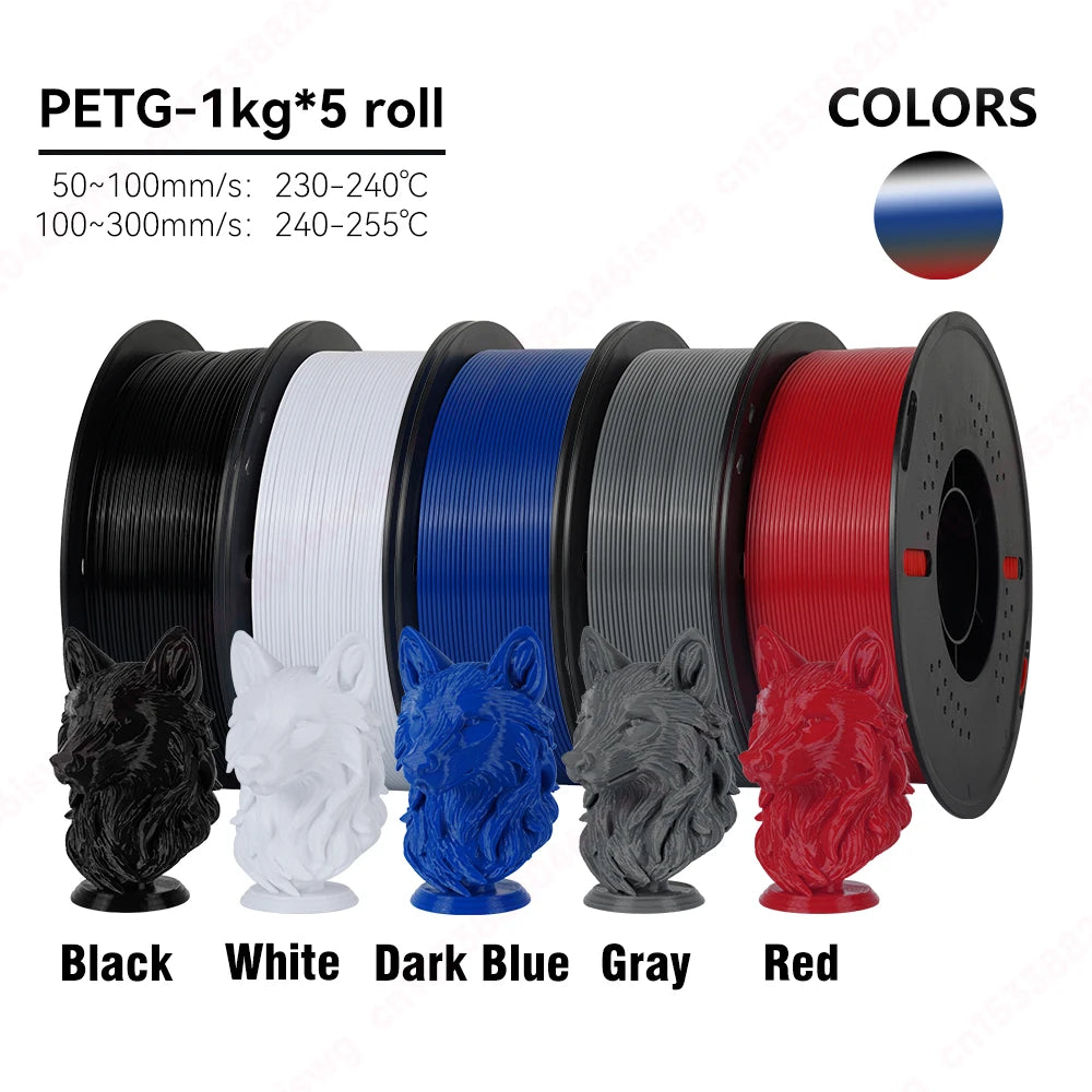 KINGROON 22LBS PETG filament 3D Printer Filament 5/10 Rolls 1KG