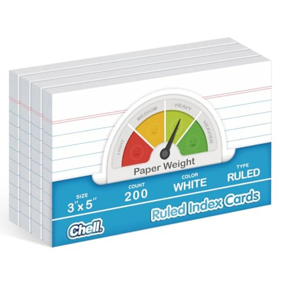 200 Count Index Cards 3x5 Inch Ruled Front and Blank Back
