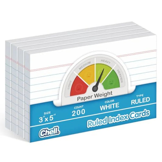 200 Count Index Cards 3x5 Inch Ruled Front and Blank Back