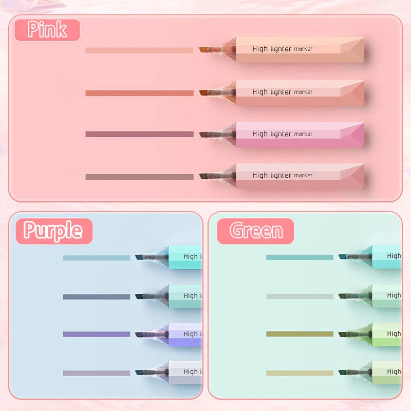 12 colorful highlighters, quick drying, suitable for drawing markers