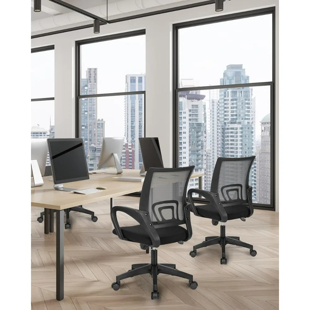 Black Mesh Gaming Office Chair Mid Back Lumbar Support Adjustable Height