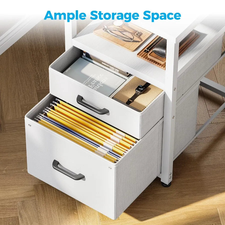 Casacomoda 55 inch Computer Desk with 5 Drawers and File Cabinet