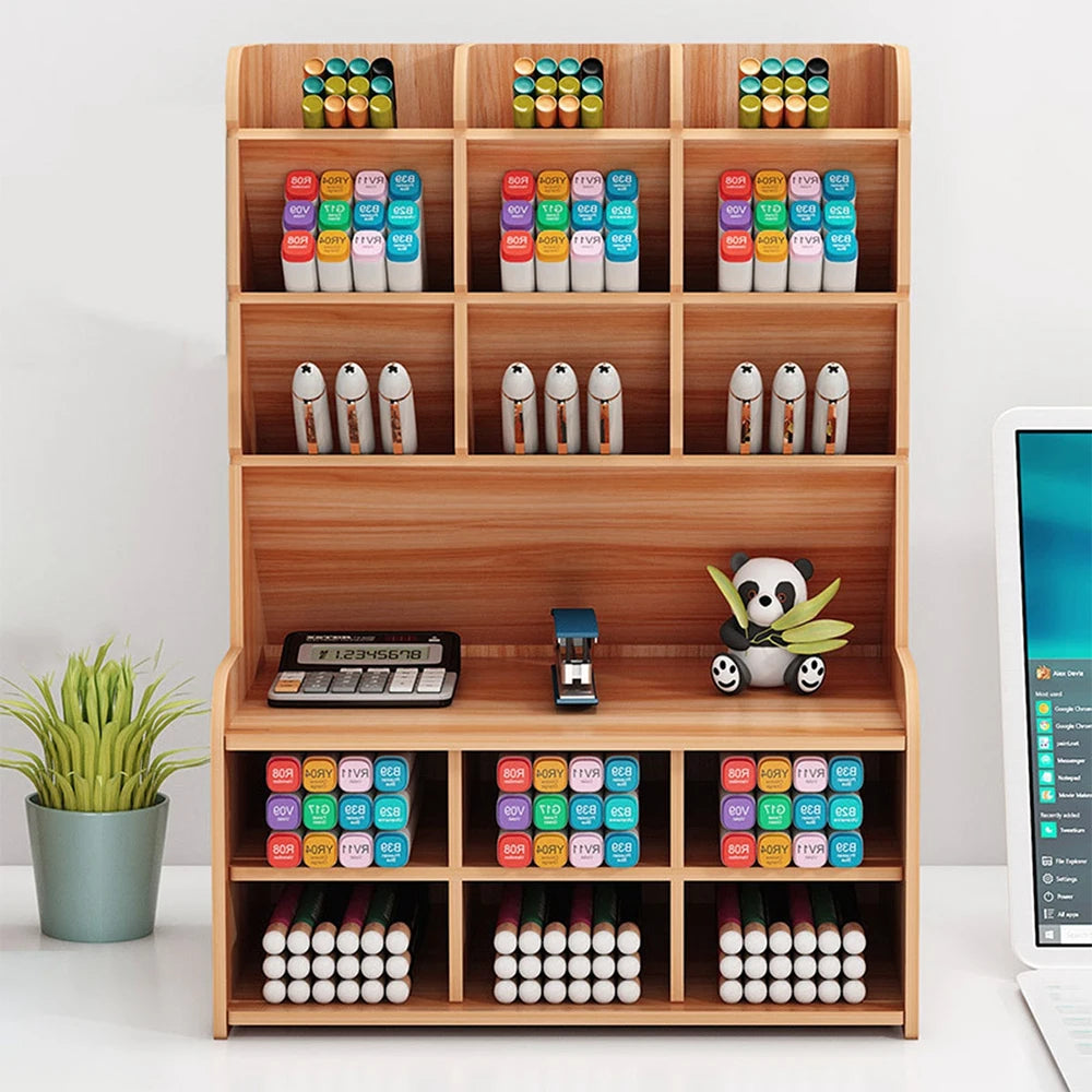 Wooden Desk Organizer DIY Pen Holder Organizer