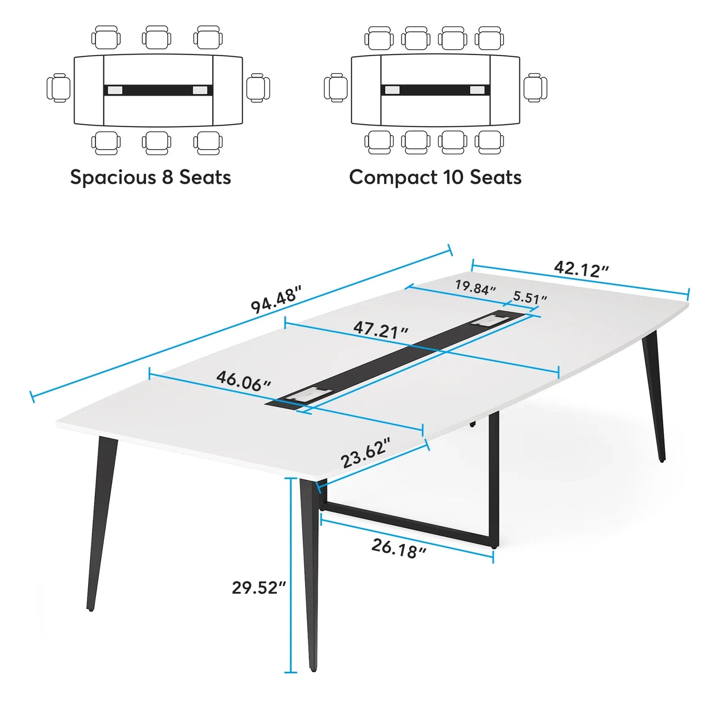 Tribesigns 8FT Conference Table, 94.48L x 47.24W x 29.52H Inches