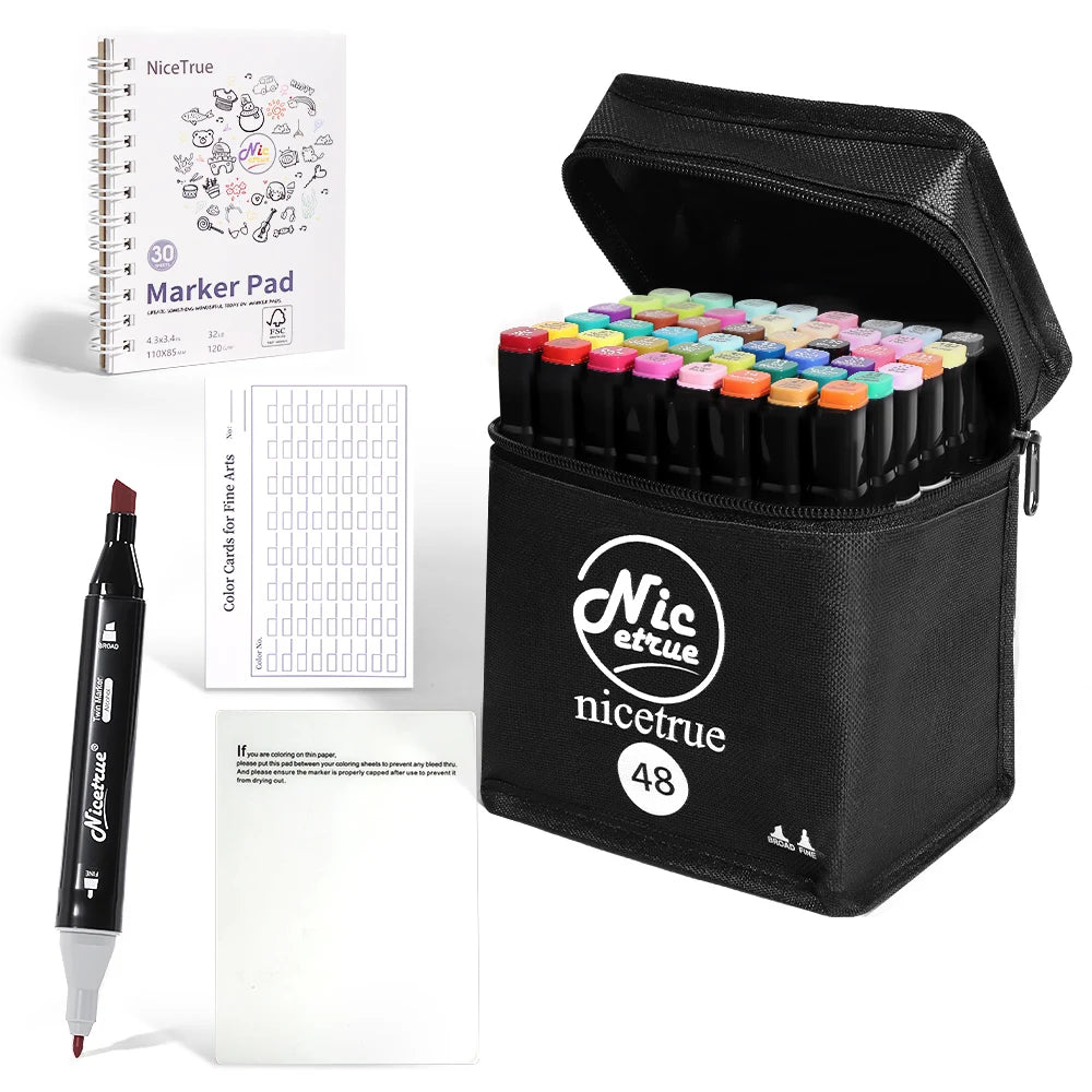Nicetrue 24-168 Colors Alcohol Markers Set Vibrant High-Pigment