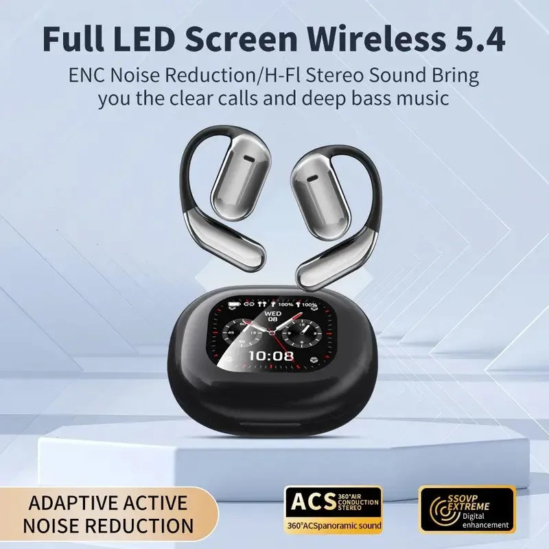 Open Ear Earbuds with Touch Screen Case ANC Earbuds