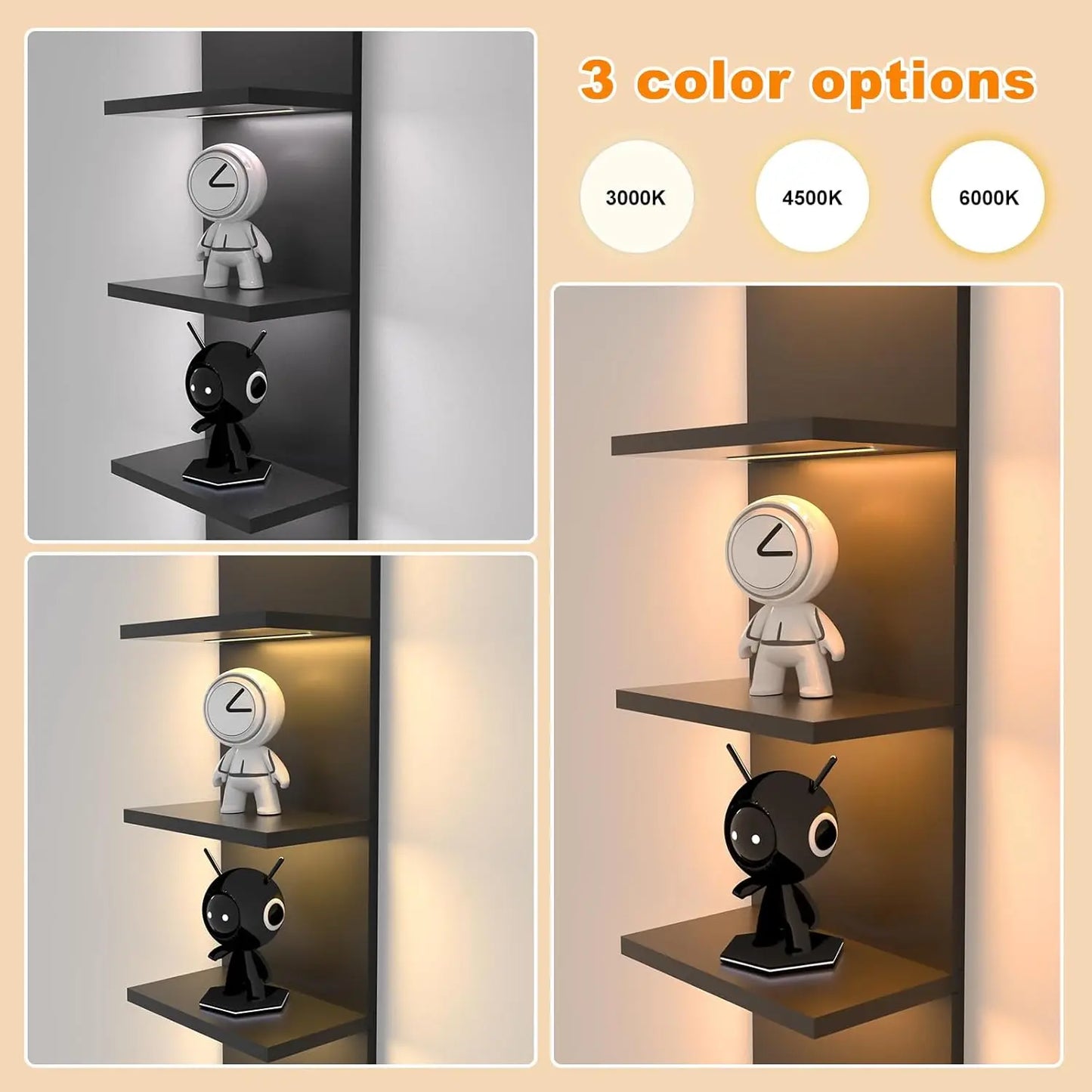 Modern 5-Tier Floating Wall Shelf with LED Light