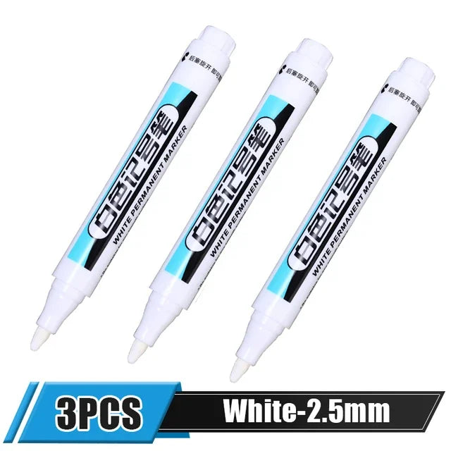 5/1Pcs Oily White Marker Pen Permanent, 0.7mm 1mm 2.5mm
